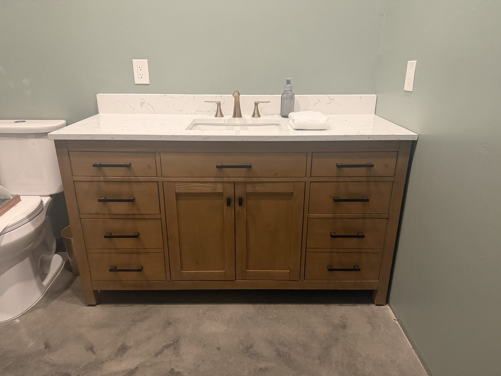 Finished bathroom vanity installation